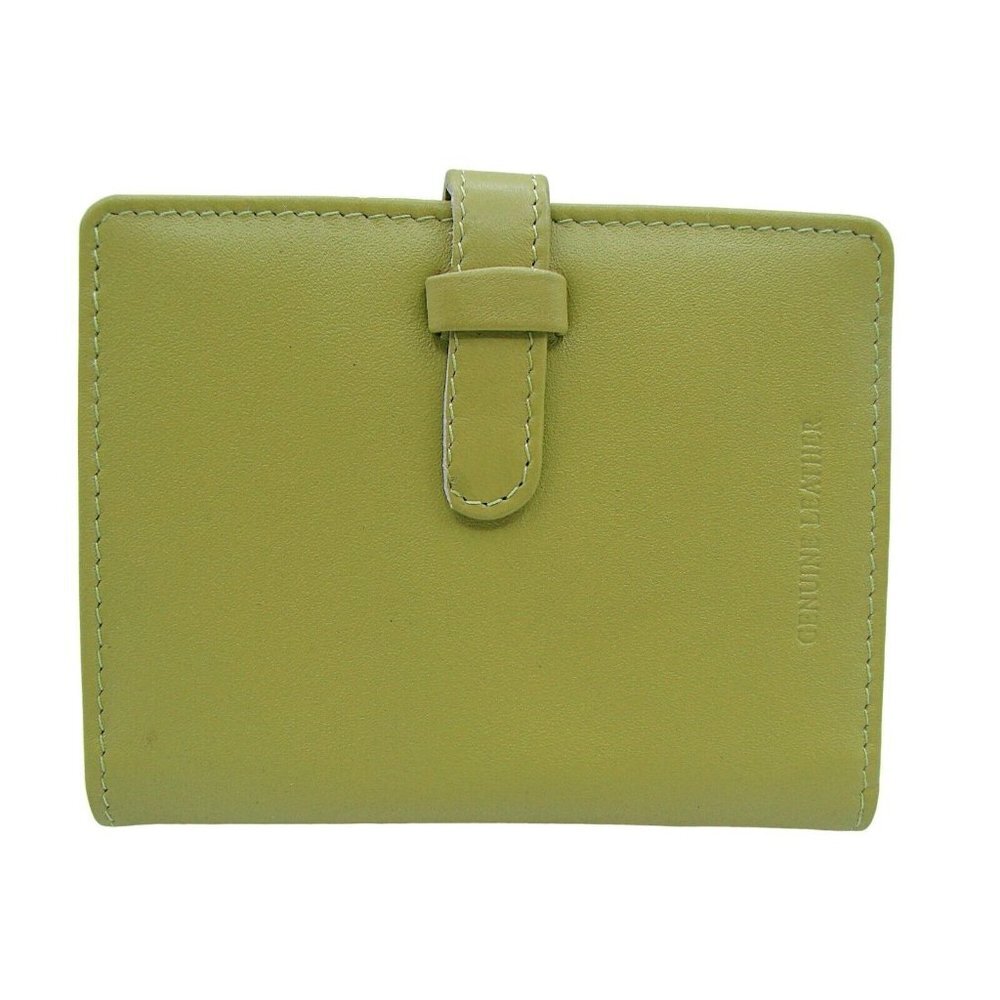 Genuine Leather Card ID Holder Photos Small Wallet Lime Green 4x3" Pocket Wallet